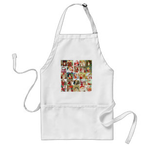 25 Vintage Santas on a Christmas Standard Apron