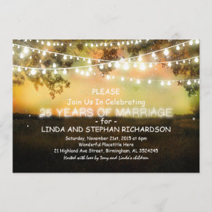 25 wedding anniversary invitations - string lights