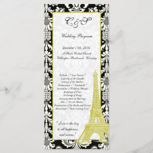 25 Wedding in Paris Black Damask Programs