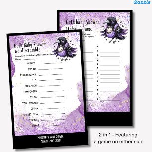 25 x 2 Goth Baby Shower Games Halloween Purple Flyer
