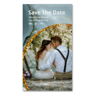 25 x Magnetic Green Marble Save the Date QR Code Magnetic Business Card