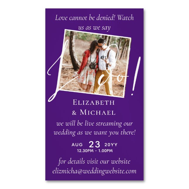 25 x Magnetic Wedding Livestreaming Save the Date Magnetic Business Card (Front Vertical)
