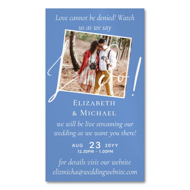 25 x Magnetic Wedding Livestreaming Save the Date Magnetic Business Card (Front Vertical)
