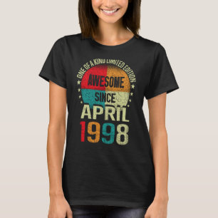 25 Year Awesome Since APRIL 1998 Vintage 25th Birt T-Shirt