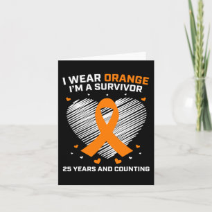 25 Year Leukaemia Survivor Gifts Orange Cancer Fre Card