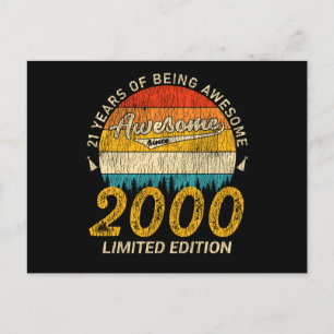 25 Year Old 2000 Retro Awesome 25th Birthday Gift Postcard