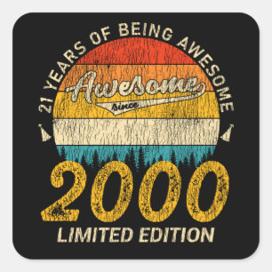 25 Year Old 2000 Retro Awesome 25th Birthday Gift Square Sticker