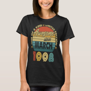 25 Year Old Awesome Since March 1998  25th Birthda T-Shirt
