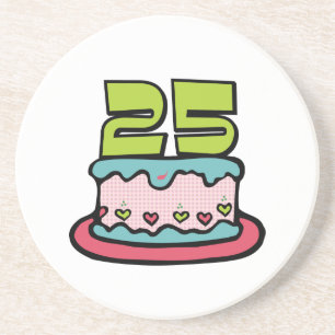 25 Year Old Birthday Cake Coaster