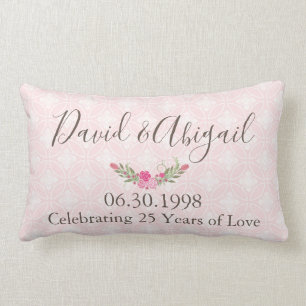 25 Year Wedding Anniversary Pretty Pink Lumbar Cushion