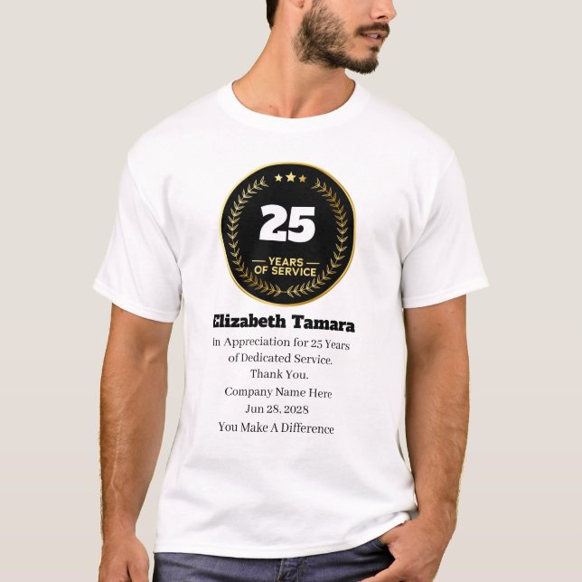25 Year Work Anniversary | Employee Appreciation T-Shirt (Front)
