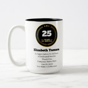 25 Year Work Anniversary   Employee Appreciation Two-Tone Coffee Mug
