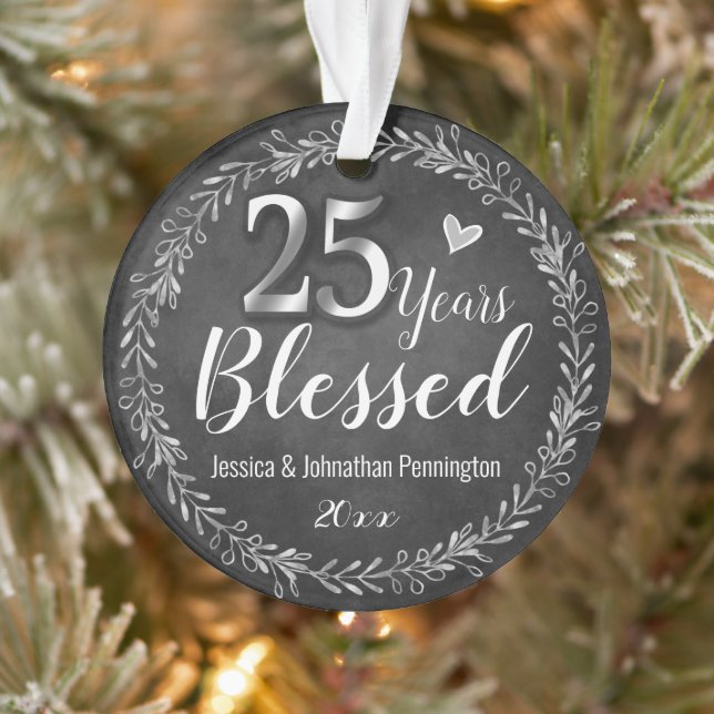25 Years Blessed Wedding Anniversary Ornament (Tree)