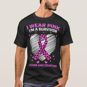 25 Years Cancer Free Pink Cheetah Breast Cancer Su T-Shirt