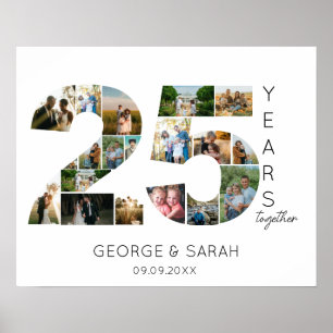 25 Years Married Photo Collage Wedding Anniversary Poster