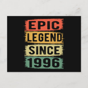 25 Years Old Bday 1996 Epic Legend 25th Birthday Postcard