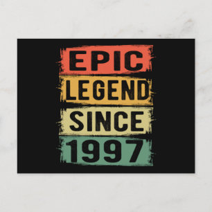 25 Years Old Bday 1997 Epic Legend 25th Birthday Postcard