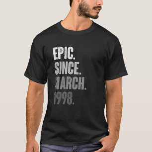 25 Years Old Vintage 1998 March Birthday 25th Deco T-Shirt
