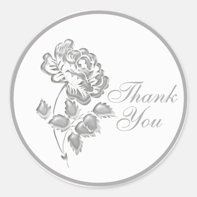 25 Years Silver Peony Thank You Sticker (Front)