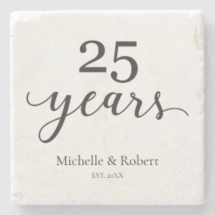 25 Years Silver wedding Anniversary Elegant Stone Coaster