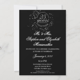 25 Years Together Silver Wedding Anniversary Party Invitation