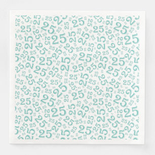 25th Age Random Number Pattern Teal/White Napkin