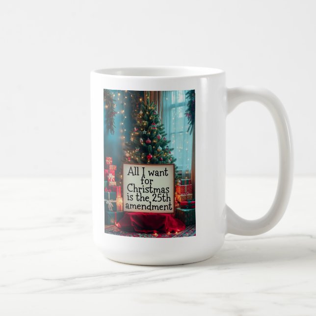25th Amendment Christmas Mug with Festive Tree (Right)