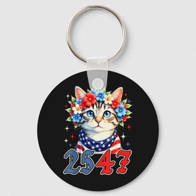 25TH Amendment Funny 2547 Cute Cat Meme Key Ring (Front)