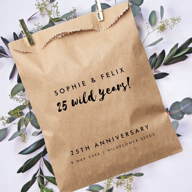 25th Anniversary | 25 Wild Years Rustic Kraft Seed Favour Bag (Creator Uploaded)