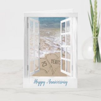 25th Anniversary Beach Hearts Card