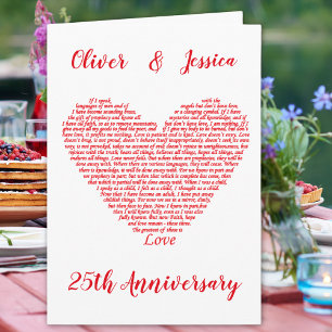 25th Anniversary Bible Quote 1 Corinthians 13 Love Card