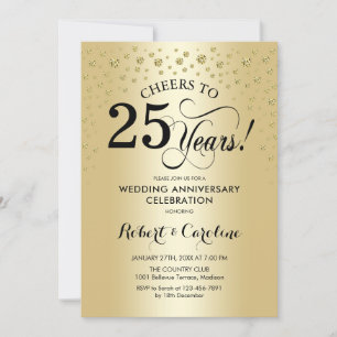 25th Anniversary Celebration - Gold Black Invitation