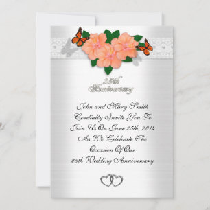 25th Anniversary formal invitation Hibiscus
