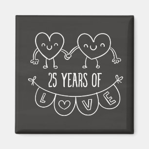 25th Anniversary Gift Chalk Hearts Magnet