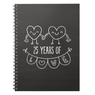 25th Anniversary Gift Chalk Hearts Notebook