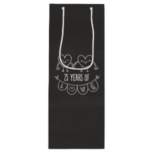 25th Anniversary Gift Chalk Hearts Wine Gift Bag