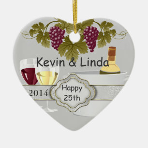 25th ANNIVERSARY GIFT ORNAMENT WINE LOVERS