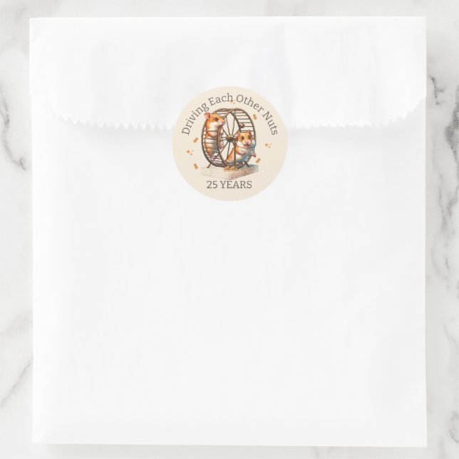 25th anniversary  hamsters Driving each other nuts Classic Round Sticker (Bag)