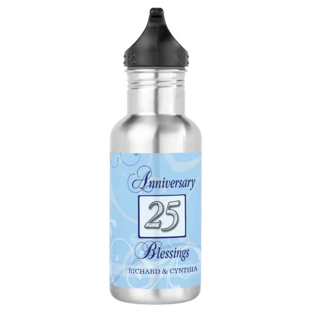 25th Anniversary in Blue and Silver 532 Ml Water Bottle (Right)