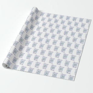 25th Anniversary in Blue and Silver Wrapping Paper