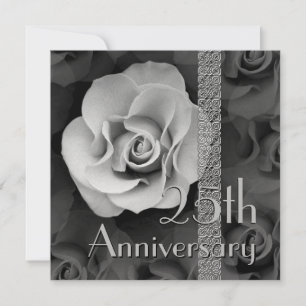 25th Anniversary Invitation -SILVER Rose