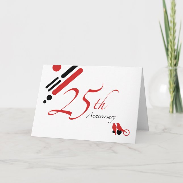 25th Anniversary (mod birds) Card (Front)
