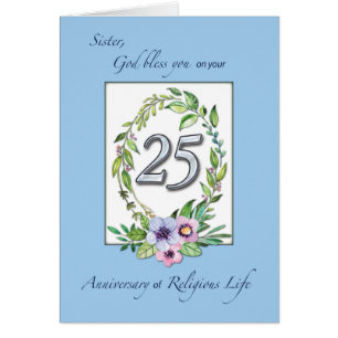 25th Anniversary of Catholic Nun Wreath and Silver