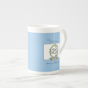 25th Anniversary of Catholic Nun Wreath and Silver Bone China Mug