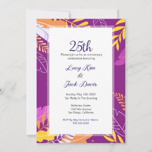 25th Anniversary of Golden Leaves Purple Dreams Invitation