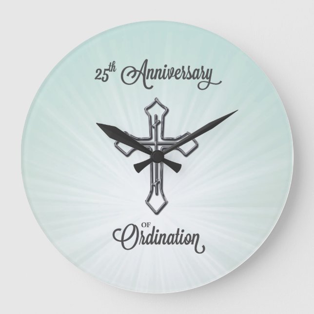 25th Anniversary of Ordination, Round, Gift Large Clock (Front)