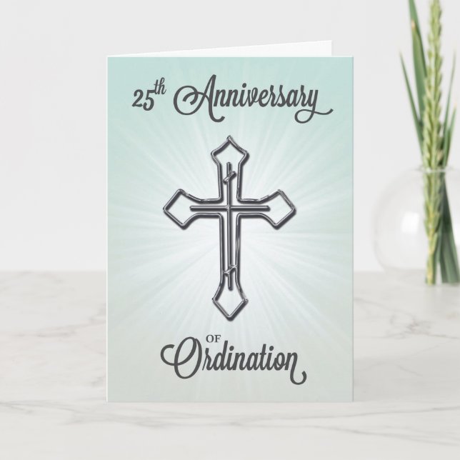 25th Anniversary of Ordination, Silver Cross Card (Front)
