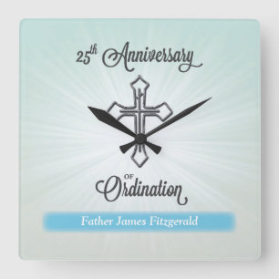 25th Anniversary of Ordination, Square Gift Square Wall Clock