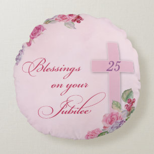25th Anniversary of Religious Life Catholic Nun Round Cushion