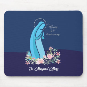 25th Anniversary of Religious Life Nun Pink Flower Mouse Pad